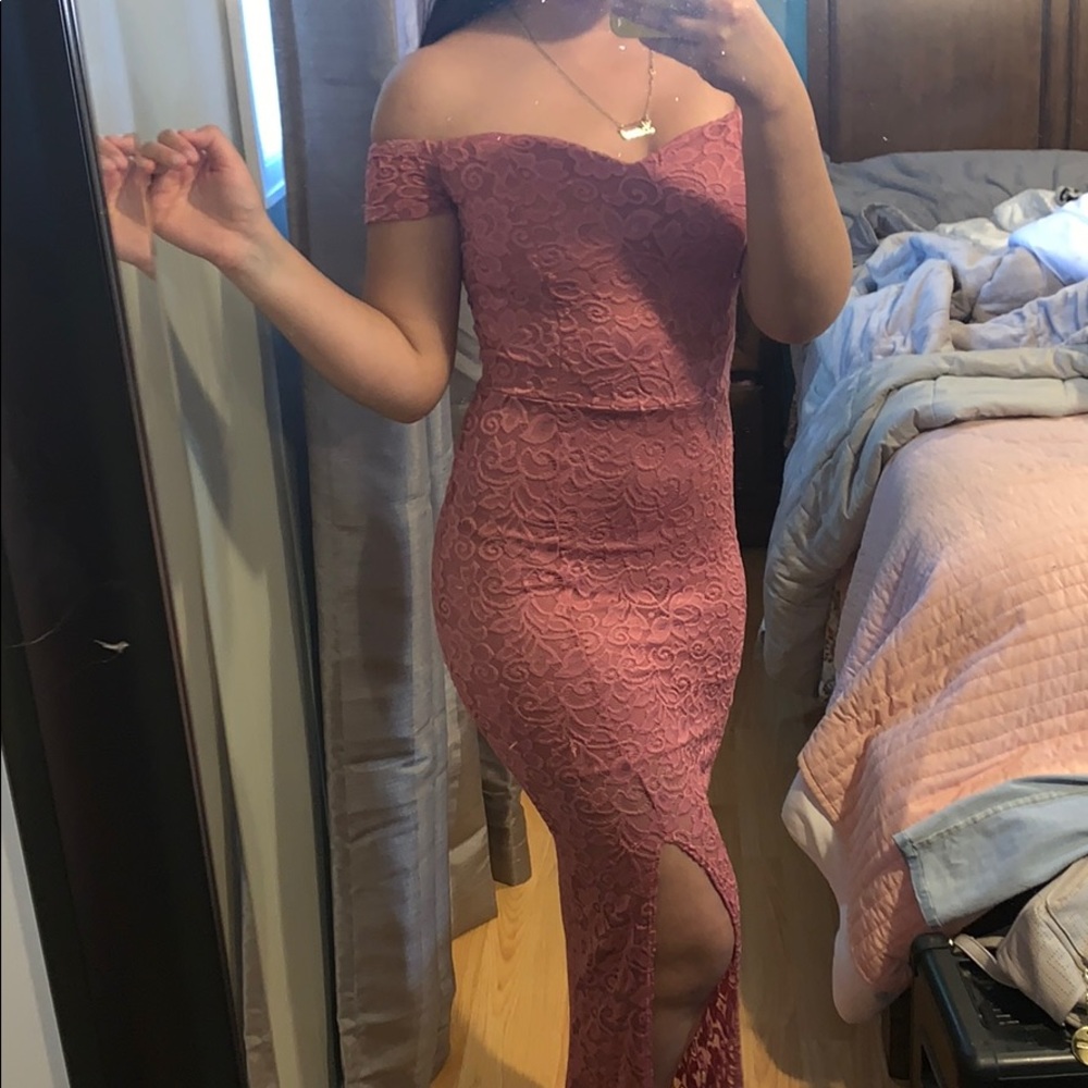 pink long dress , good for special occasions